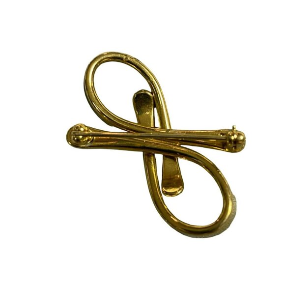 Vintage 60s Gold Tone Brooches - Star, Squiggle, Sunburst, Bow Knot - Art Deco, - Picture 7 of 9